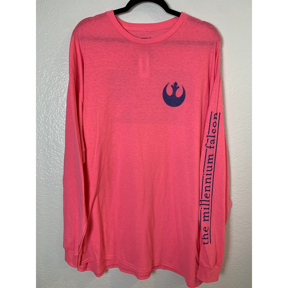 Star Wars Long Sleeve Tee Mens 2XL Pink Millennium Falcon BoxLunch Fifth Sun NWT